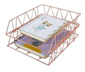 ถาดจดหมายลวดทองกุหลาบ